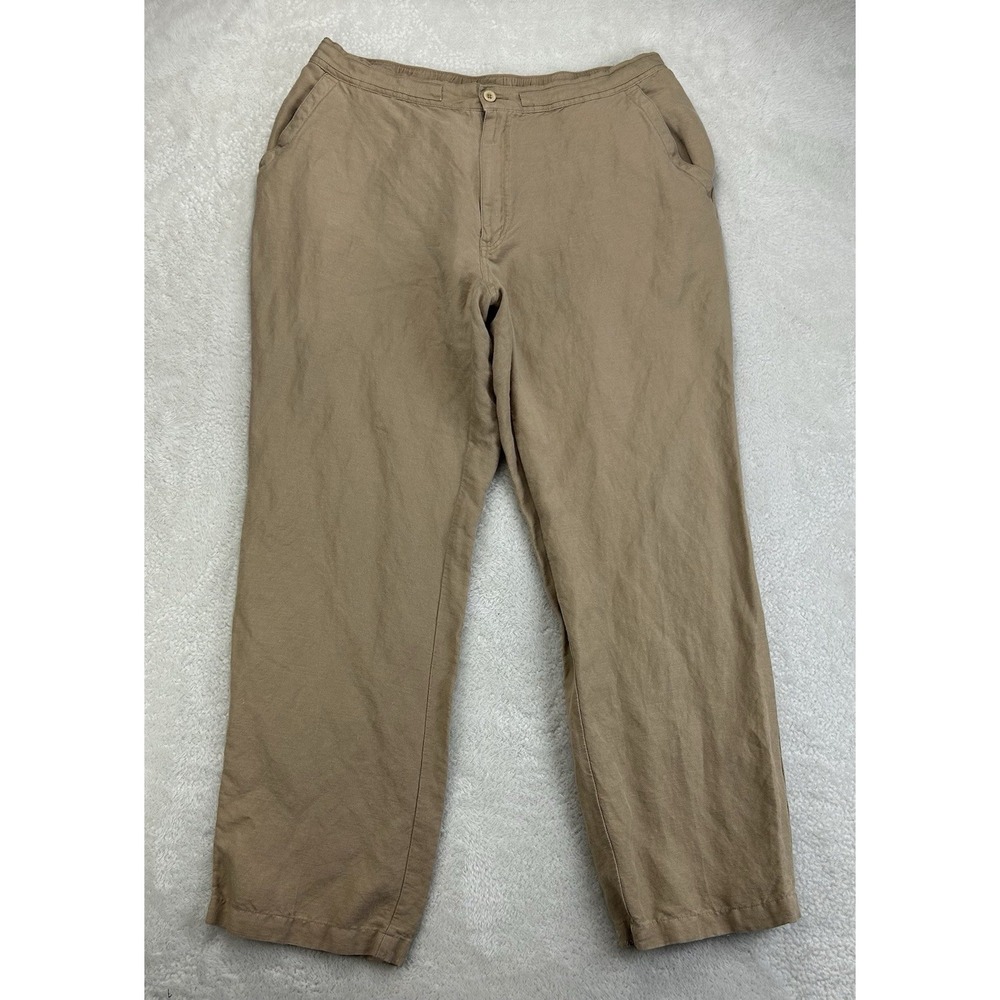Cubavera Natural Linen Blend Pants Tan Mens Trousers Summer Comfort Lounge Beach